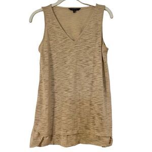 Yak & Yeti Tan Patchwork V-neck Tank Top Small